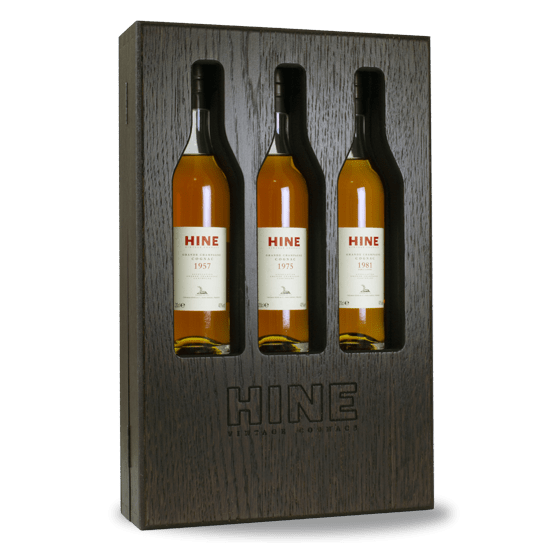 Coffret Cognac Hine 3 X 20cl 1957 - 1975 - 1981 - Cave Privée de M Dugas - CAVE PRIVÉE DE M. DUGAS